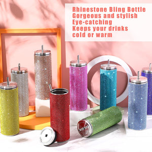 20oz Rhinestone Tumbler with stainless steel lid and straw (12 set)