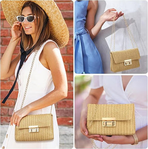 2-Pcs Straw Clutch & Sunglasses Set