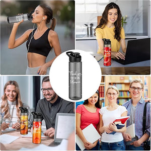 25 oz Appreciation Plastic Water Bottle (Black, Set of 24)