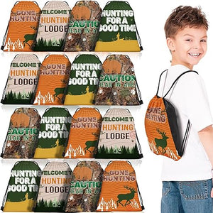 Drawstring Backpack Bag (16 Pcs, Hunting Theme)