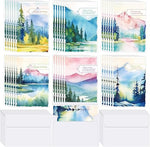 Watercolor Mountains Happy Birthday Card with Envelope (Set of 36)