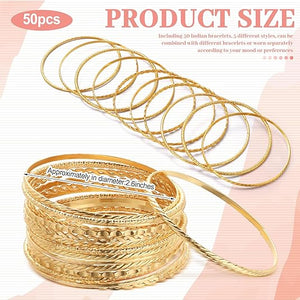 Gold Boho Bangle Bracelet (Set of 50)