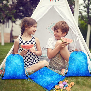 Drawstring Backpack Bag (24 Pcs, Sea Blue Theme)