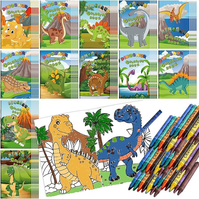 144 Pcs Water Coloring Books with Crayons (Dinosaur Theme)