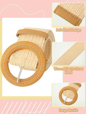 Women's Straw Woven Elastic Belt (Set of 6)