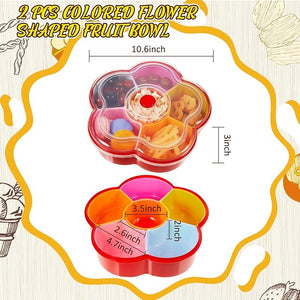 10" Flower Shaped Snack Tray with Lid, Plastic Container (Set of 2)