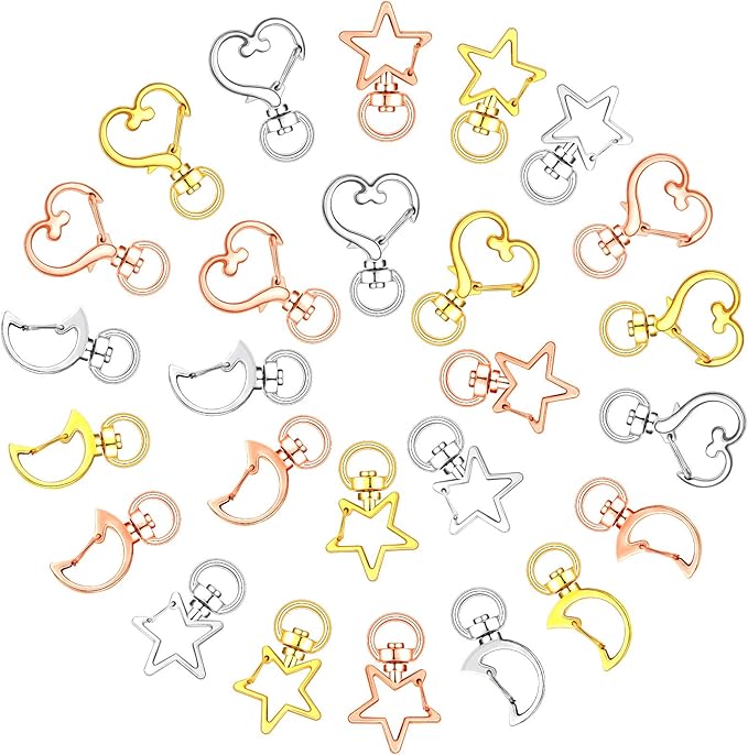 Heart, Star, Moon Keychain (Assorted Color, Set of 72)