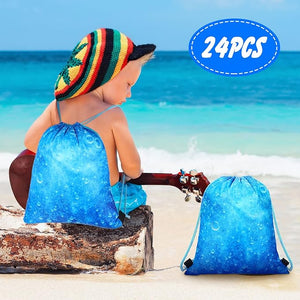 Drawstring Backpack Bag (24 Pcs, Sea Blue Theme)
