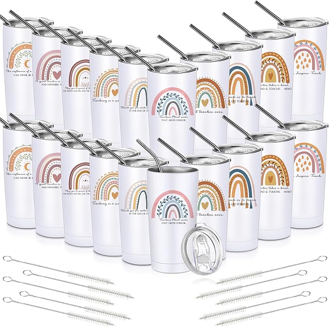 20 oz Rainbow Tumbler with stainless steel lid and straw (Set of 20)