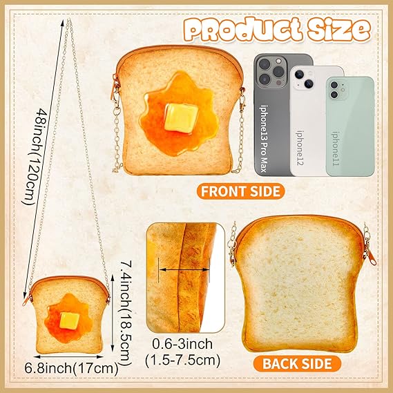 Cute Plush Butter Toast Crossbody Handbag