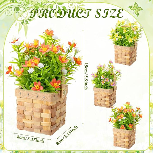 3 Pcs Babys Breath Artificial Flowers with Basket