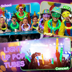 LED Light Up Fidget Tubes, Stretchable Glow-in-the-Dark Toy (Set of 30)