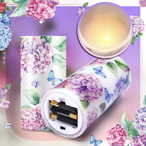 6" x 3" LED Candle with Remote – Hydrangea (Set of 3)