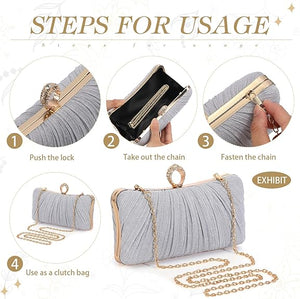 3-Pcs Glitter Clutch Purse & Rhinestone Jewelry Set