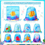 Drawstring Backpack Bag (12 Pcs, Ocean Animal Theme)