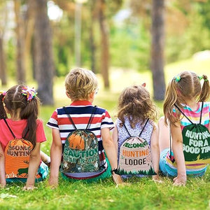 Drawstring Backpack Bag (16 Pcs, Hunting Theme)