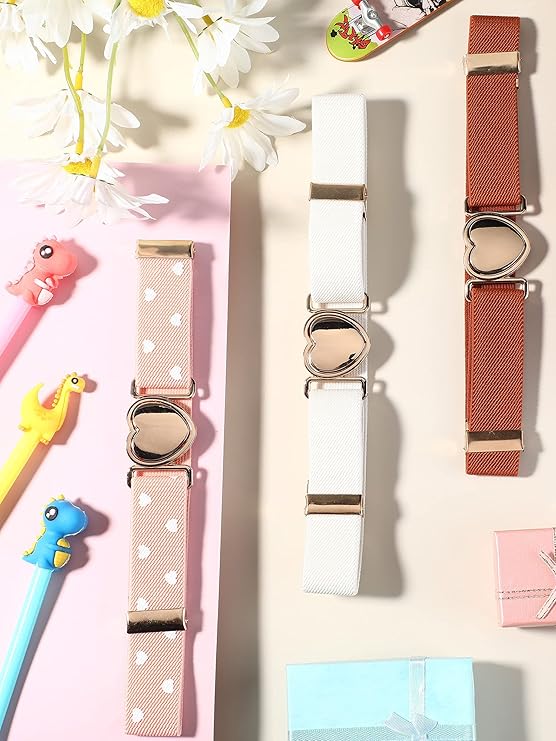Adjustable Elastic Belts for Girls (Assorted Color, Set of 3)