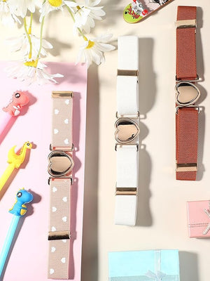 Adjustable Elastic Belts for Girls (Assorted Color, Set of 3)