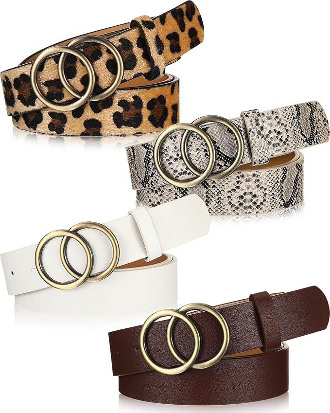 Women's Faux Leather Waist Belt (Set of 4)