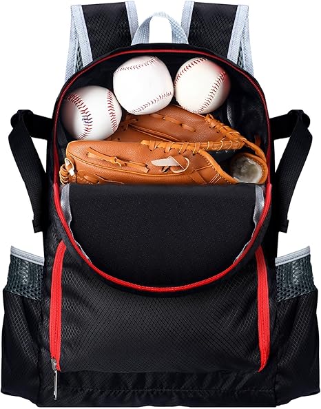 Baseball & Softball Equipment Backpack with Bat Holder & Adjustable Strap (Set of 3)