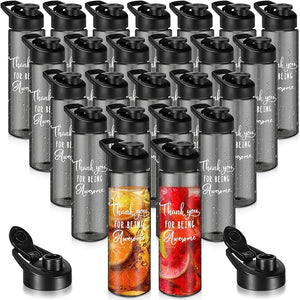 25 oz Appreciation Plastic Water Bottle (Black, Set of 24)