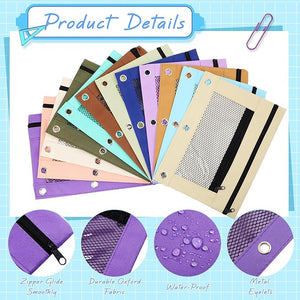 3-Ring Binder Pencil Pouch (Assorted Color, Set of 24)