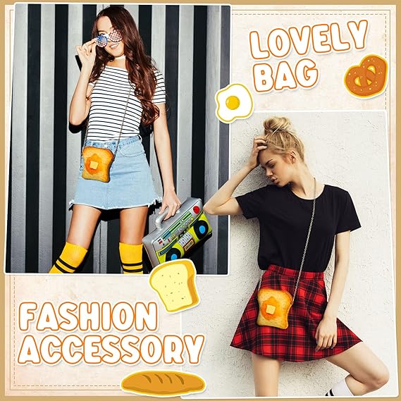 Cute Plush Butter Toast Crossbody Handbag