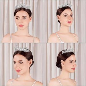 Silver Crown Tiara for Women (Set of 10)