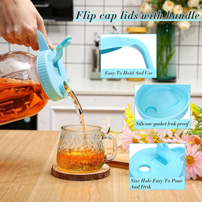 Wide Mouth Mason Jar Lid with Handle - Jar Not Included (Set of 5)