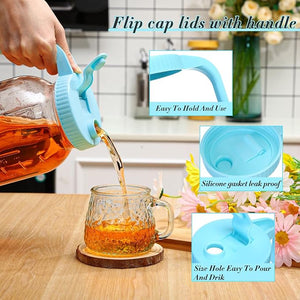 Wide Mouth Mason Jar Lid with Handle - Jar Not Included (Set of 5)