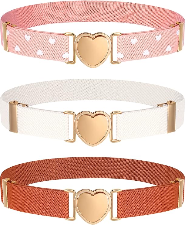 Adjustable Elastic Belts for Girls (Assorted Color, Set of 3)