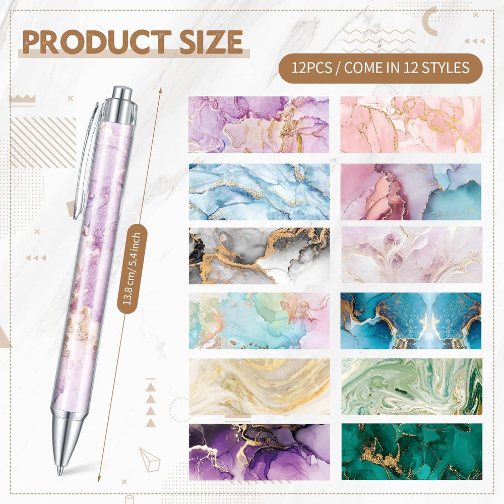 0.5 mm Marble Pattern Ballpoint Pen (Set of 12)