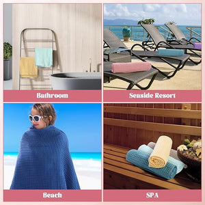 55" x 28" Waffle Weave Cotton Bath Towel (Assorted Color, Set of 12)