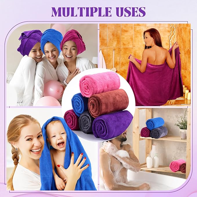 55" x 28" Microfiber Bath Towel (Assorted Color, Set of 18)