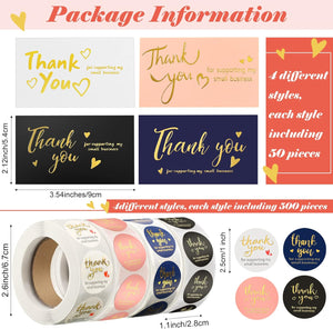 "Thank You for Supporting My Small Business" Stickers & Cards Set (2200 Pcs)