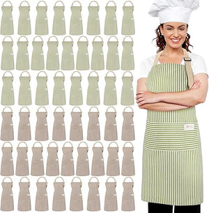 Adjustable Bib Stripe Linen Apron (Assorted Color, Set of 50)