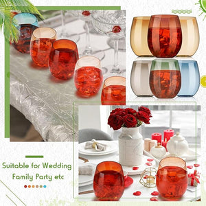 12 oz Plastic Stemless Wine Glass (Assorted Coloer, Set of 24)