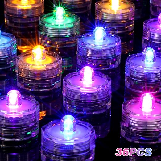 Submersible LED Floral Tea Light (Set of 36)