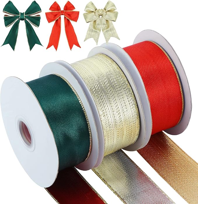 30-Yard Double-Faced Satin Ribbon Set (Set of 3 Roll)