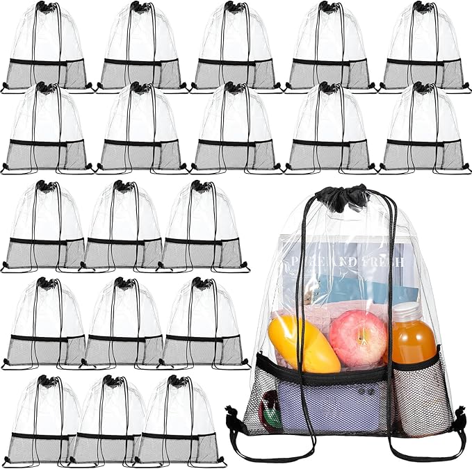 Clear Drawstring Backpack Bag (20 Pcs)