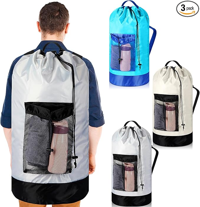 Large Laundry Backpack Bag (Assorted Color, Set of 3)