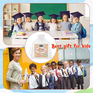 Kids Graduation Bead Bracelet with Wish Card & Gift Bag (Assorted Color, Set of 12)