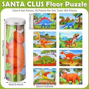 13.8" x 9.8" Wooden Dinosaur Jigsaw Puzzle (8 Set, 560 Pcs)