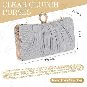 3-Pcs Glitter Clutch Purse & Rhinestone Jewelry Set