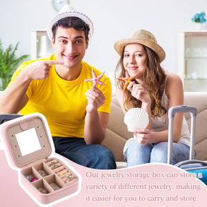 Smiley Design Mini Pink Travel Jewelry Box with Mirror (Set of 6)