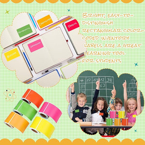 2"x3" Colored Label Sticker (5 Bright Color, Adhesive, Tearable 5 Rolls, Total 500 Pcs)