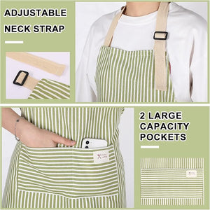Adjustable Bib Stripe Linen Apron (Assorted Color, Set of 50)