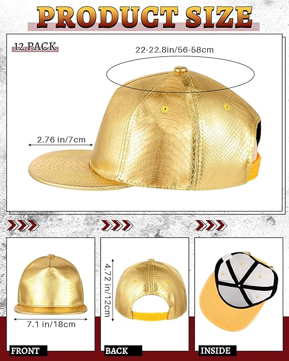 PU Leather Hip Hop Hat (Assorted Color, Set of 12)