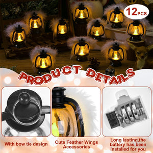 Angel Feather Wings LED Lantern (Black, Set of 12)