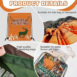 Drawstring Backpack Bag (16 Pcs, Hunting Theme)